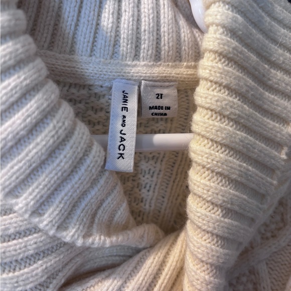 Janie and Jack Cream Cable Knit Shawl Collar Sweater Size 2T - Picture 3 of 3
